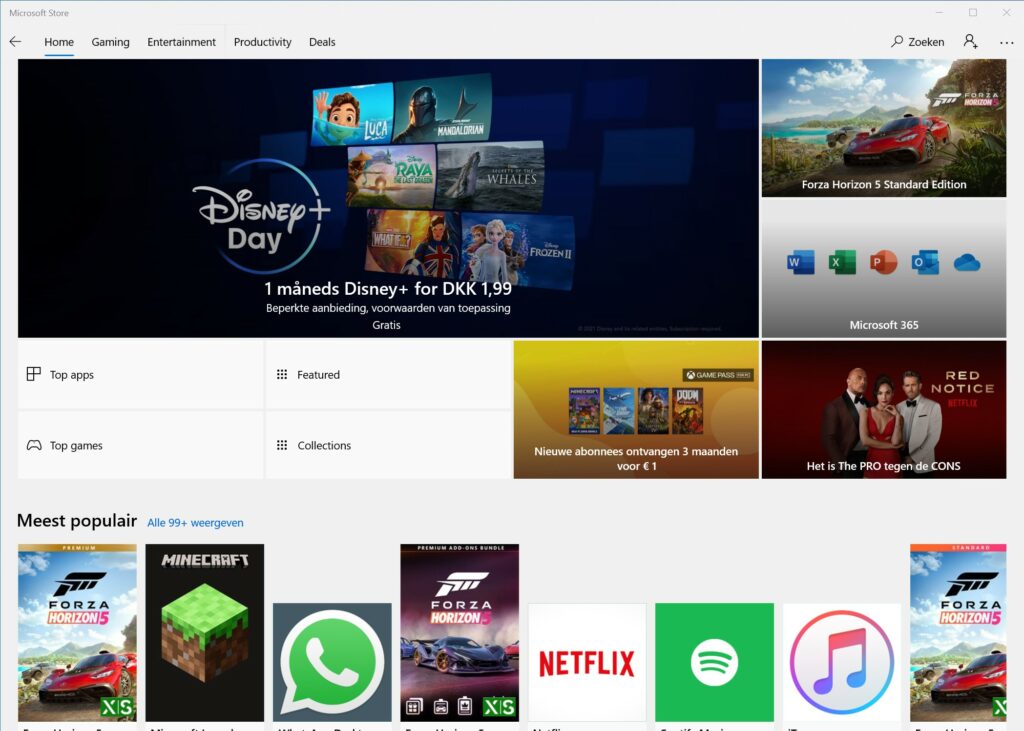 Screenshot Microsoft Store op Windows 10