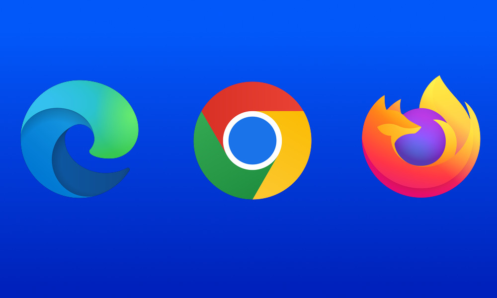 Logo's van Chrome, Edge en Firefox