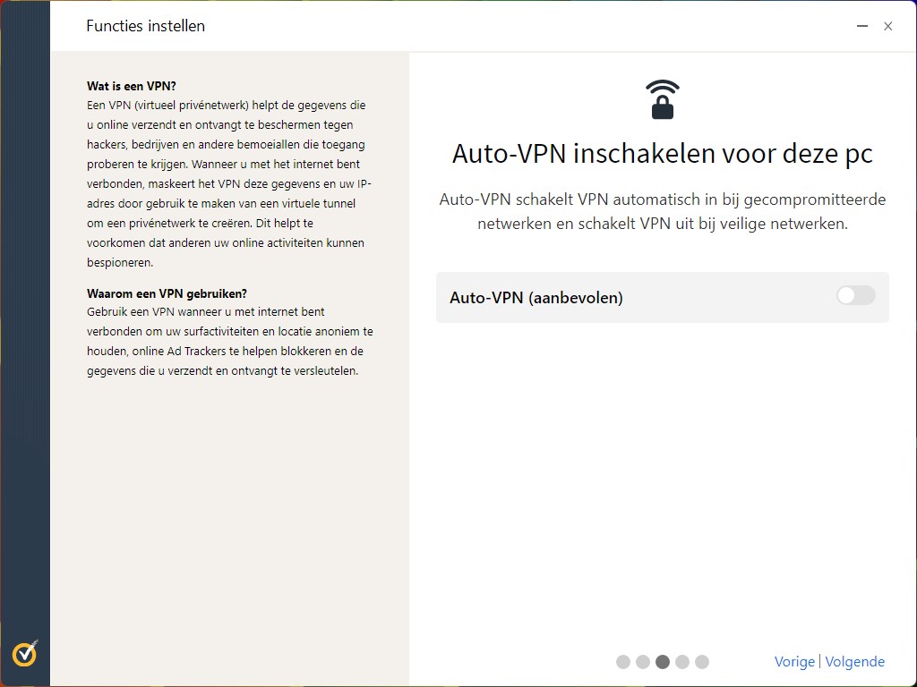 Screenshot van het opzetten van de Auto VPN dienst.