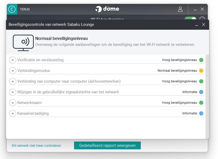 Screenshot van wifi-bescherming