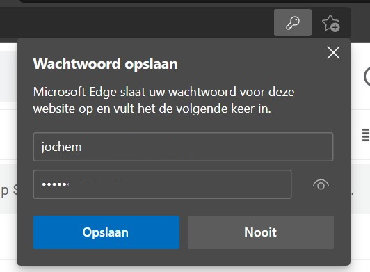 Screenshot Wachtwoord opslaan in Edge