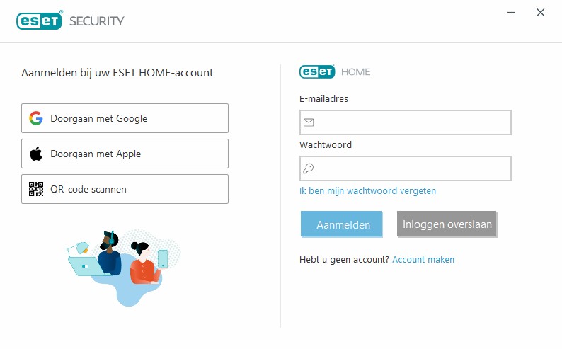 Screenshot aanmelden bij ESET Home-account.