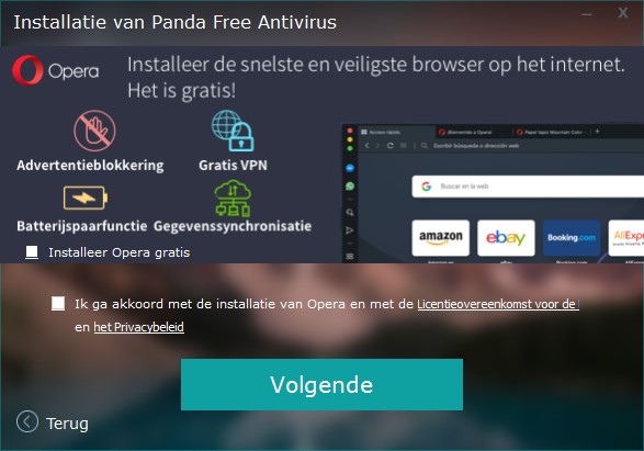 Screenshot installatie Panda Dome