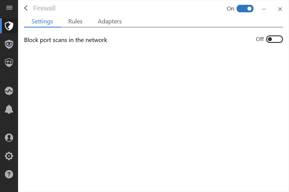 Screenshot van de firewall van BitDefender Total Security 2017