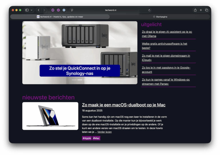 Screenshot van Safari in macOS 26.