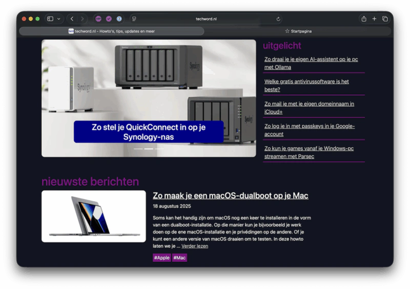 Screenshot van Safari in macOS 26.