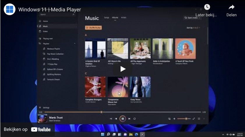 Screenshot van YouTube-video 'Windows 11 | Media Player'