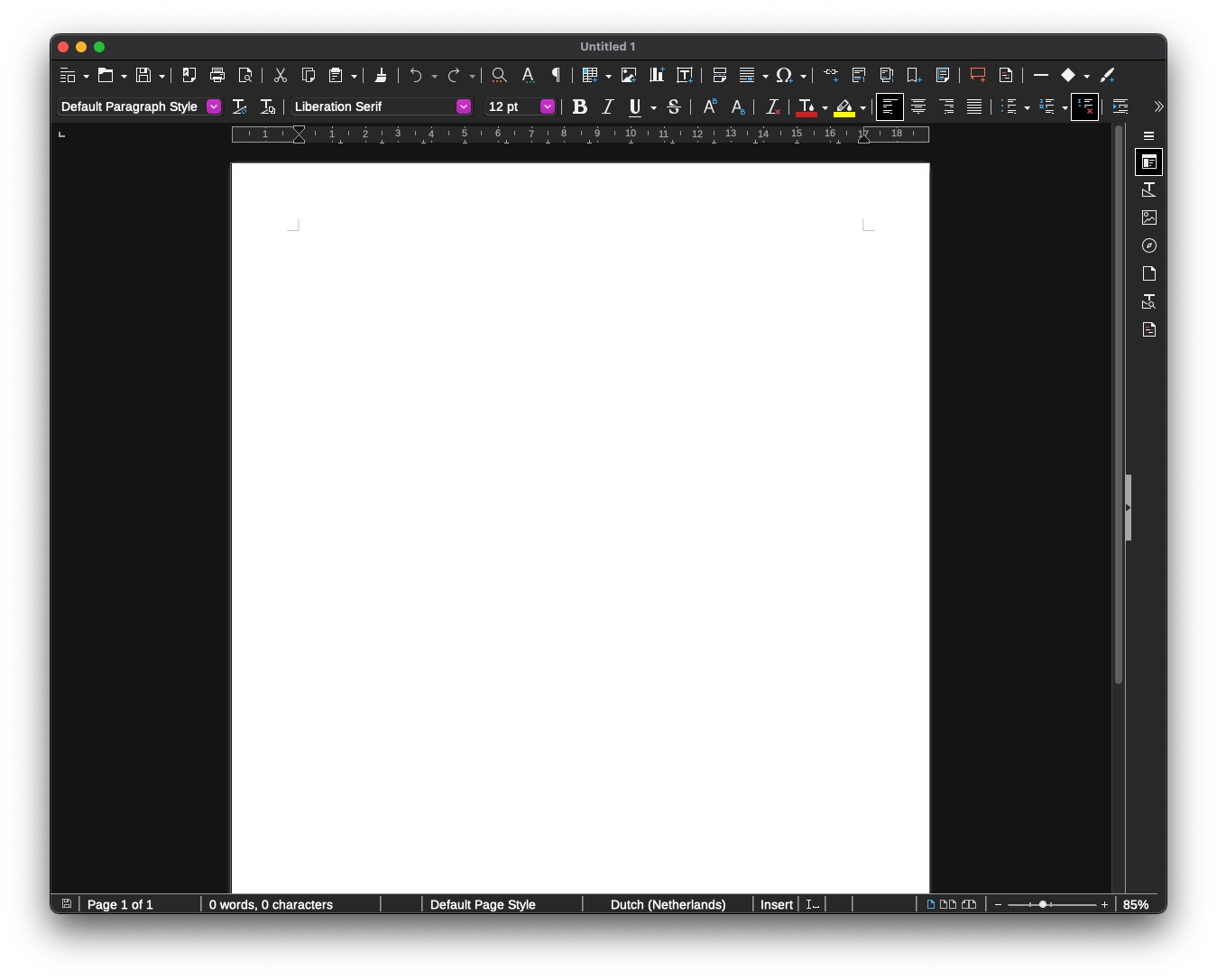 Screenshot van LibreOffice Writer.