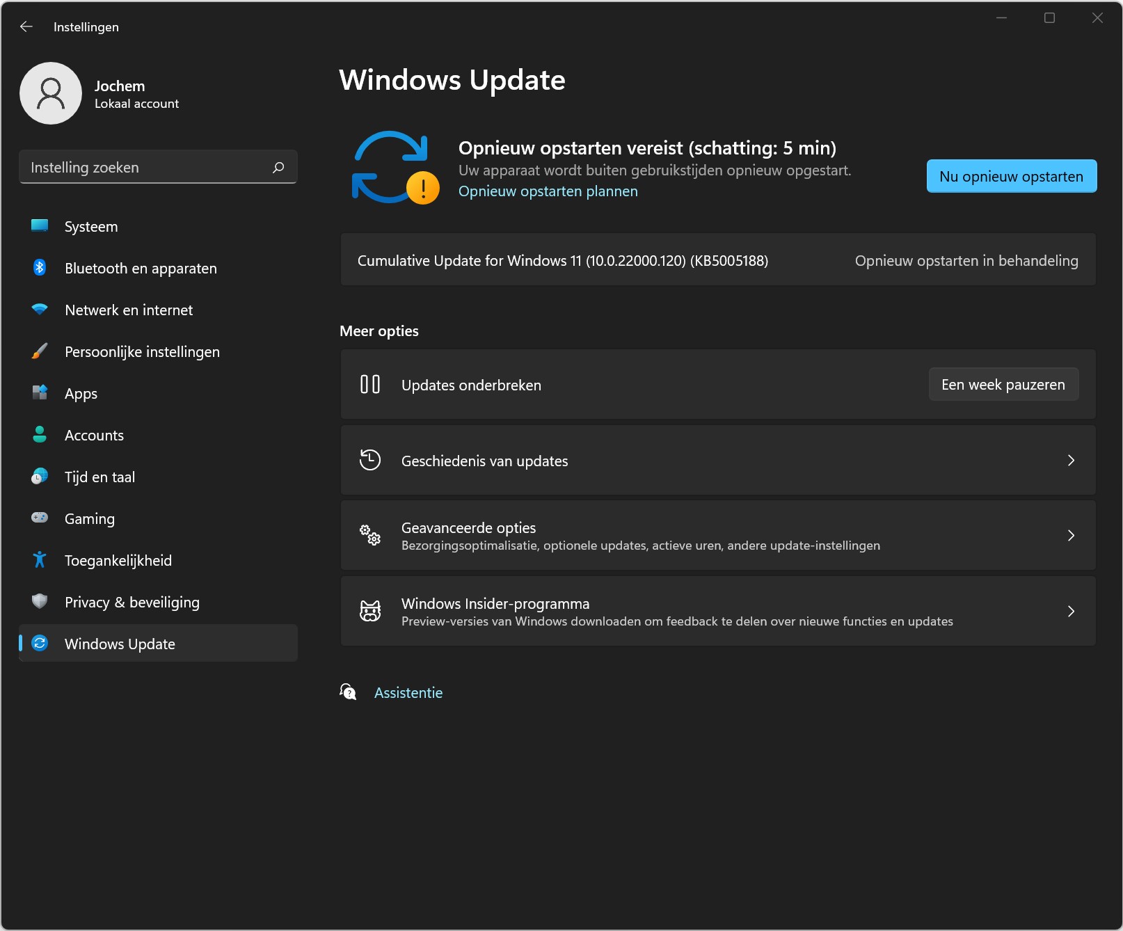 Screenshot Windows Update in Windows 11