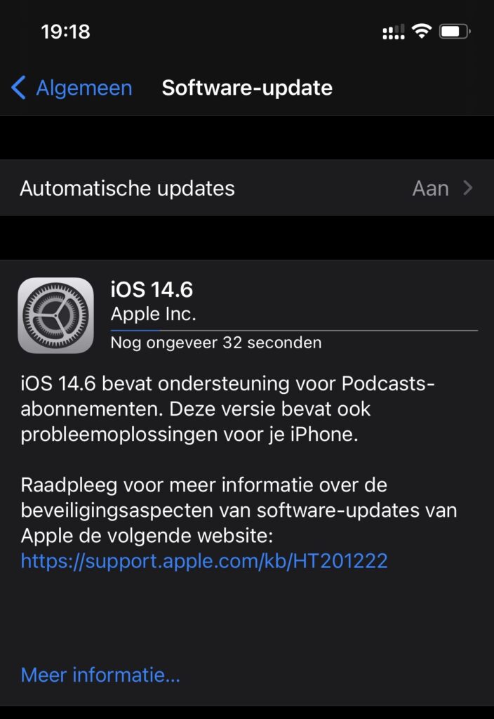 Screenshot iOS 14.6 update