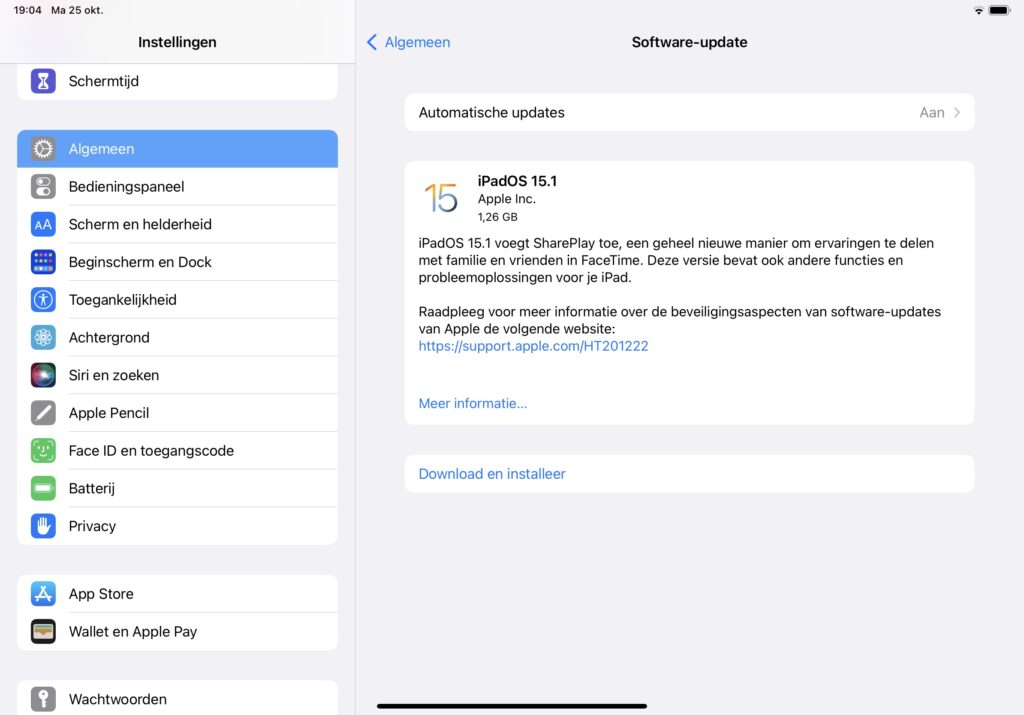 Screenshot update iPadOS 15.1