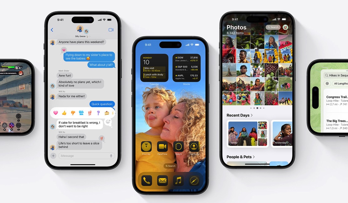 Screenshot van iPhones met daarop iOS 18