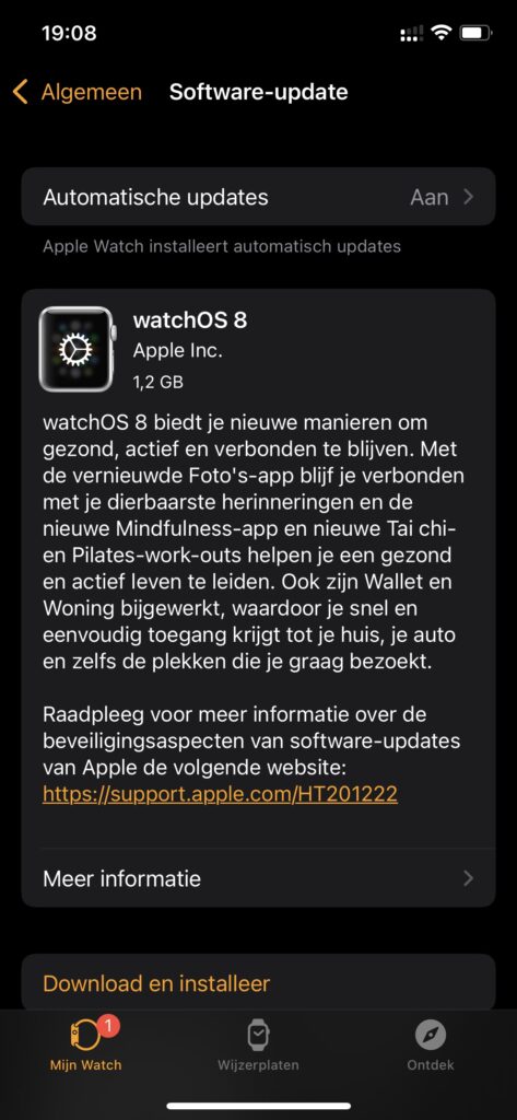 Screenshot watchOS 8-update