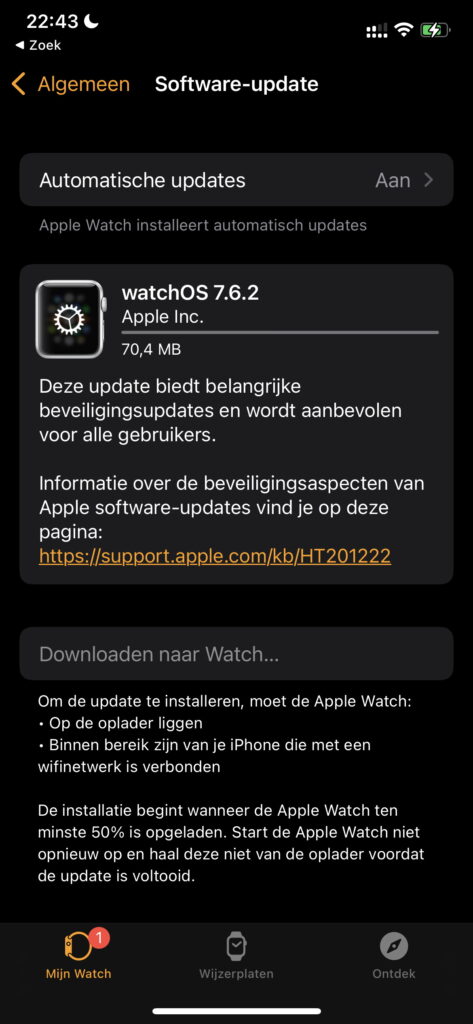 Screenshot watchOS-update