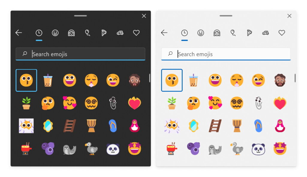 Screenshot van nieuwe emoticons van Windows 11