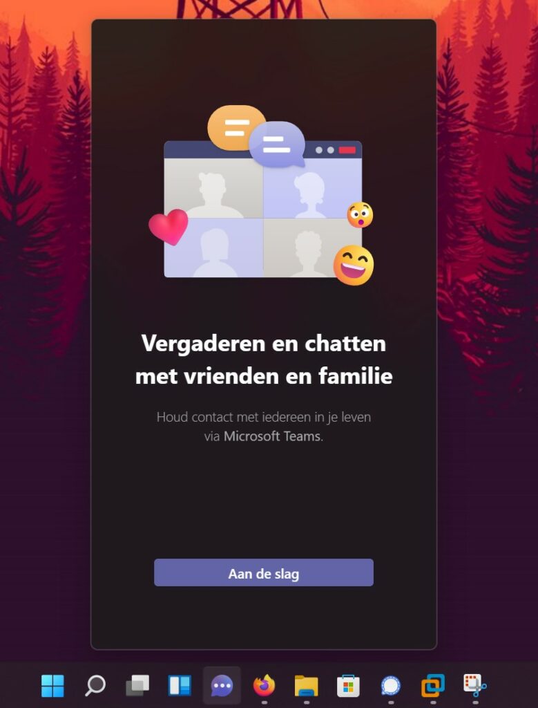 Screenshot Chatten met Teams in Windows 11