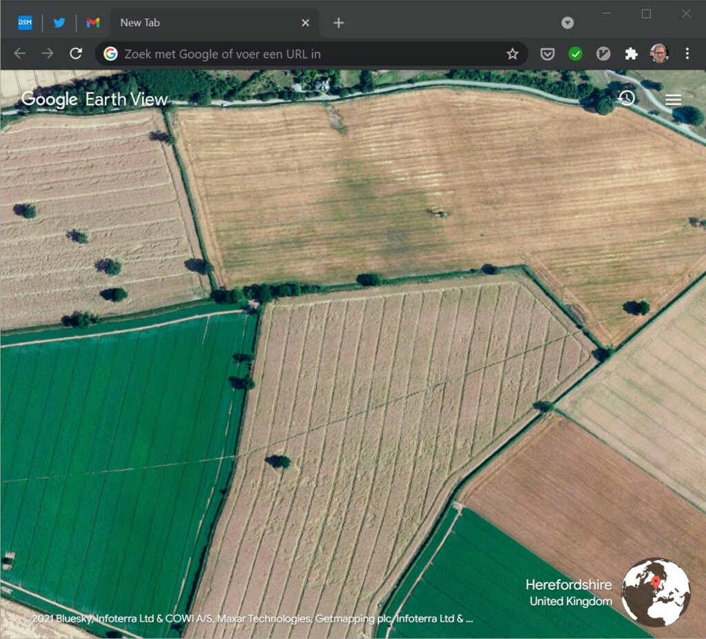 Screenshot pagina nieuw tabblad met Earth View