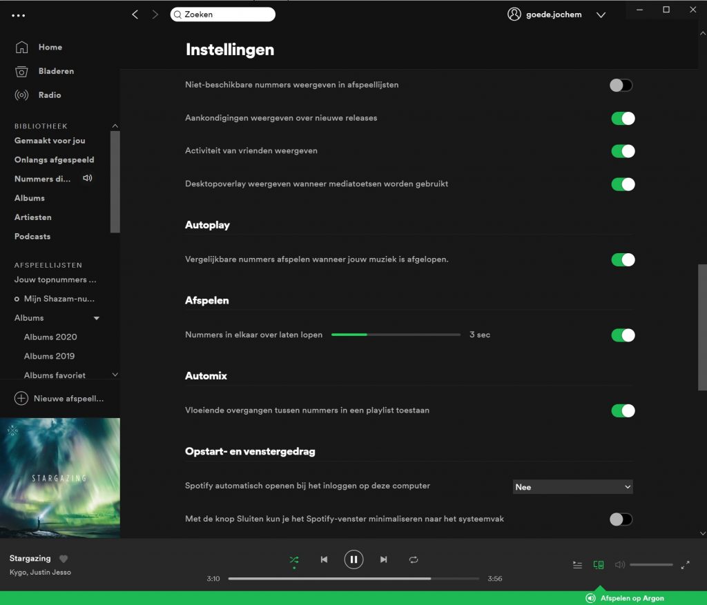 Nummers in elkaar laten overlopen-optie in Spotify-desktopapp