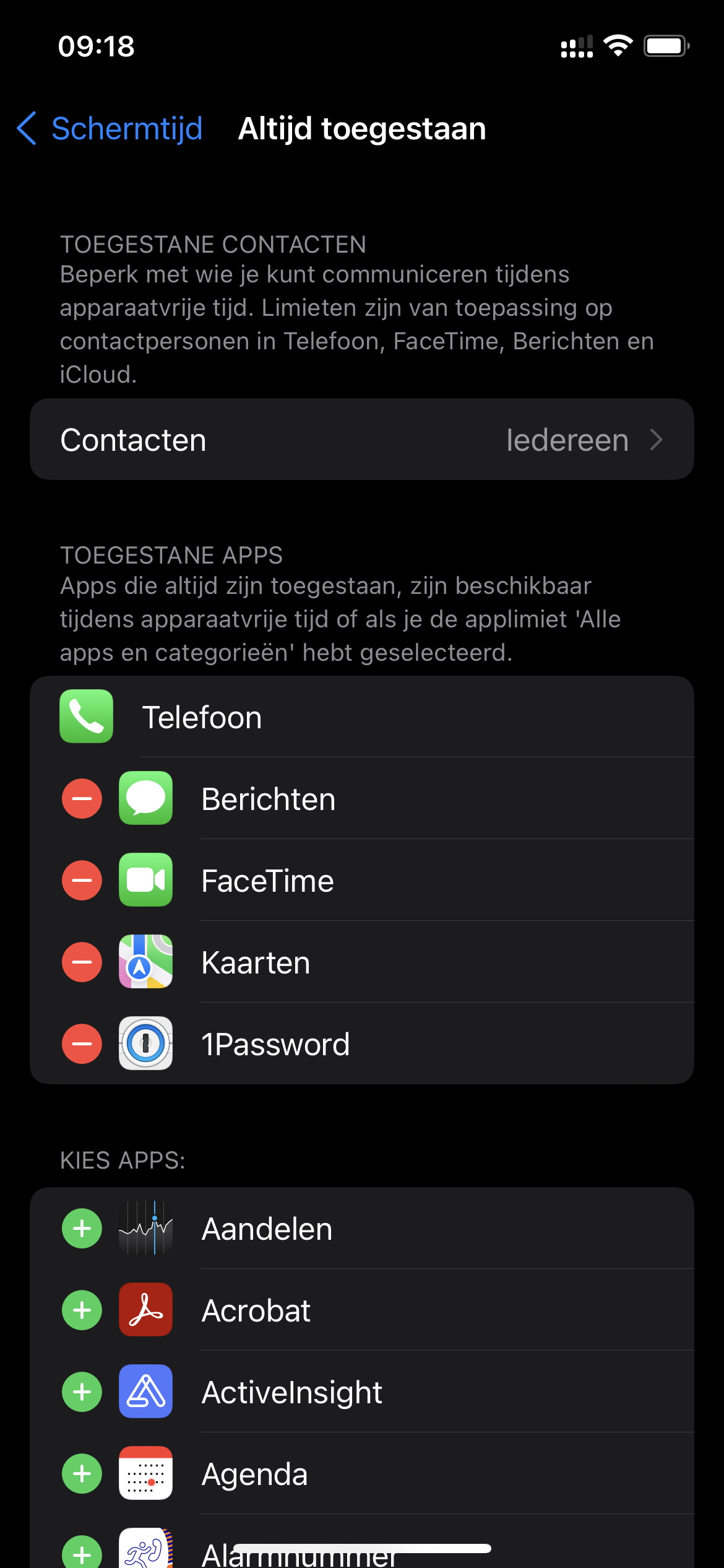 Screenshot Altijd toegestaan