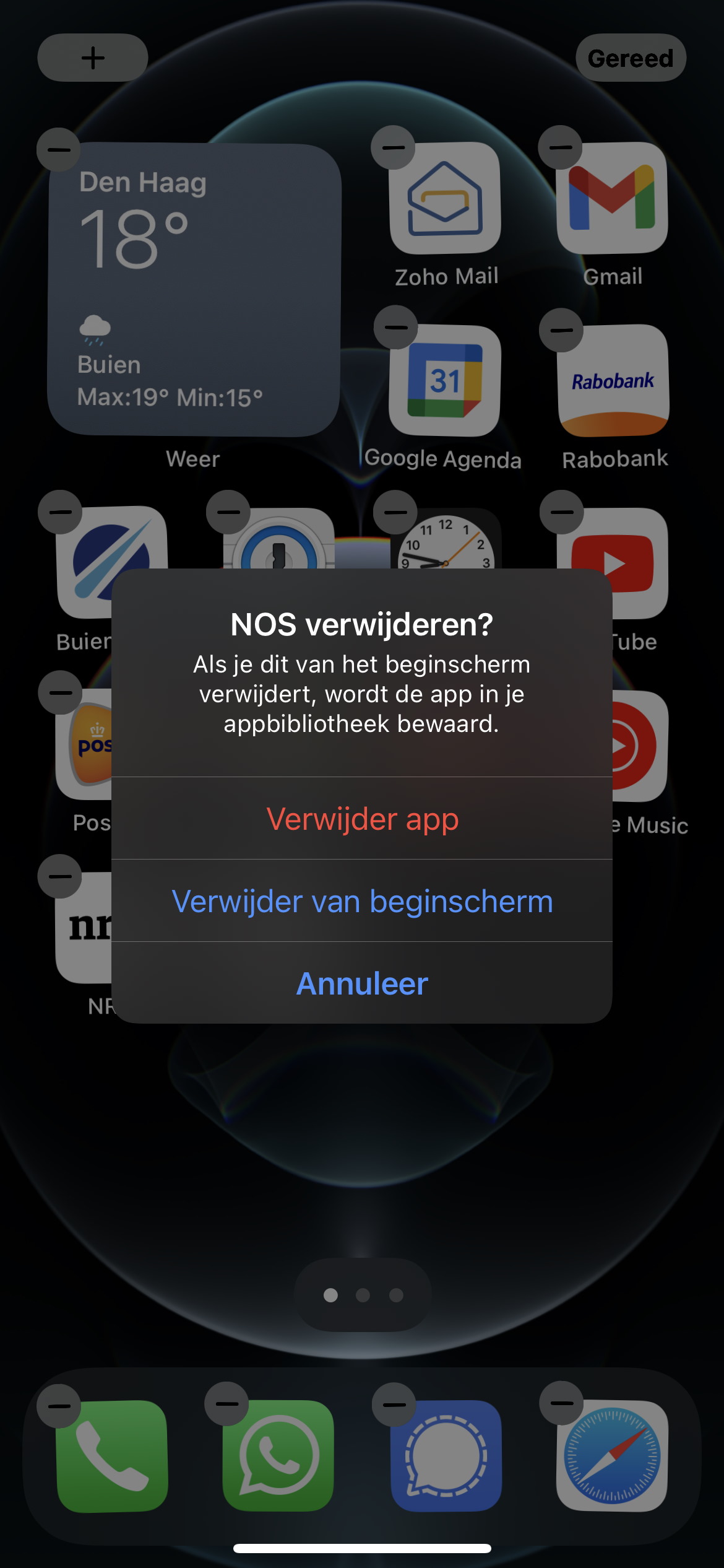 Screenshot app van homescreen weghalen iOS