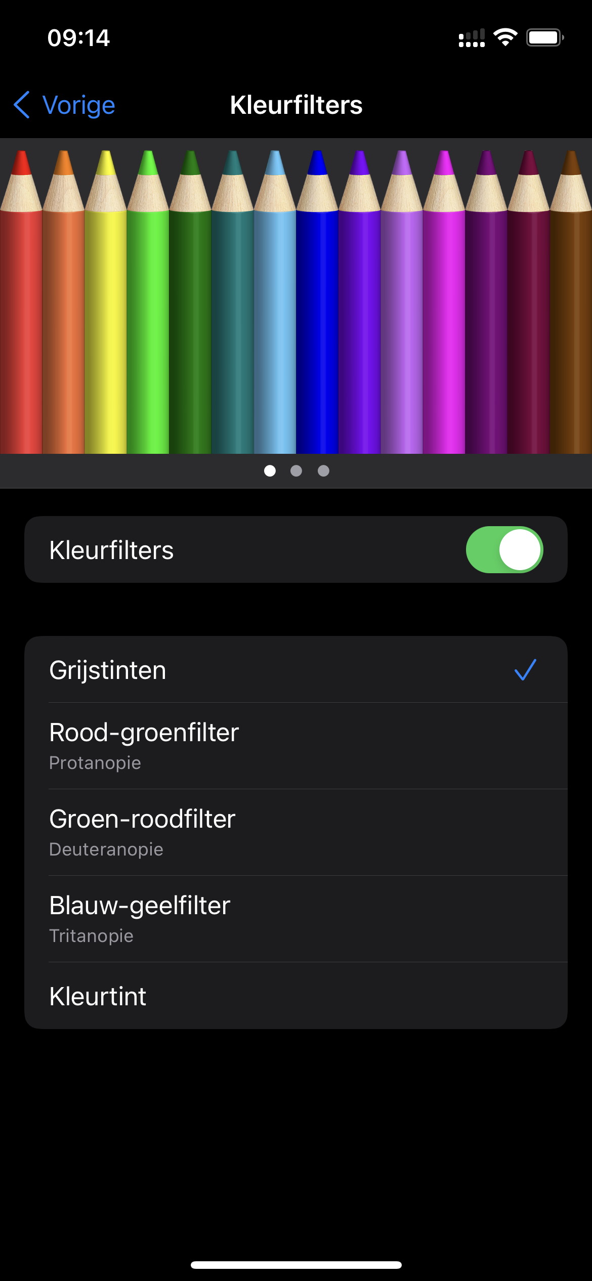 Screenshot Kleurfilters iOS