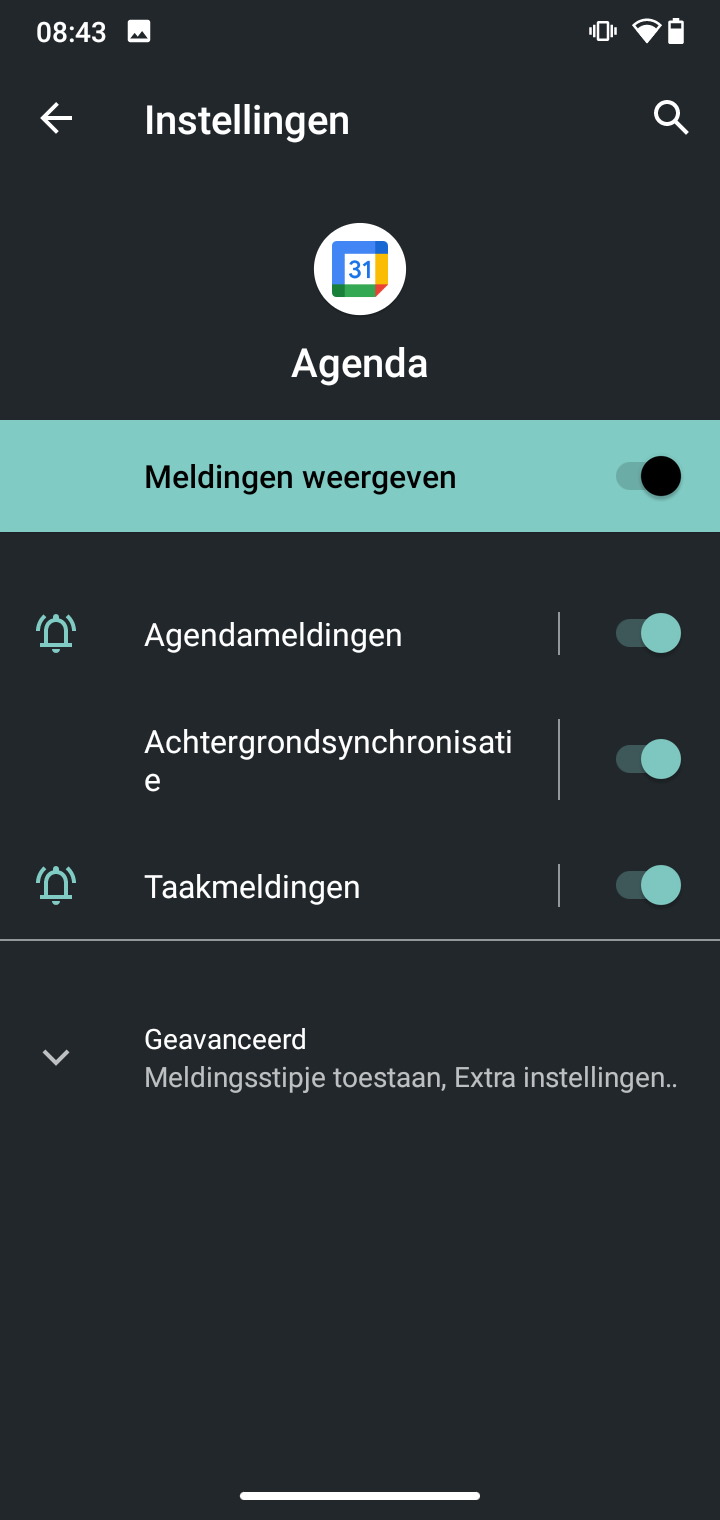 Screenshot meldingen beheren Android