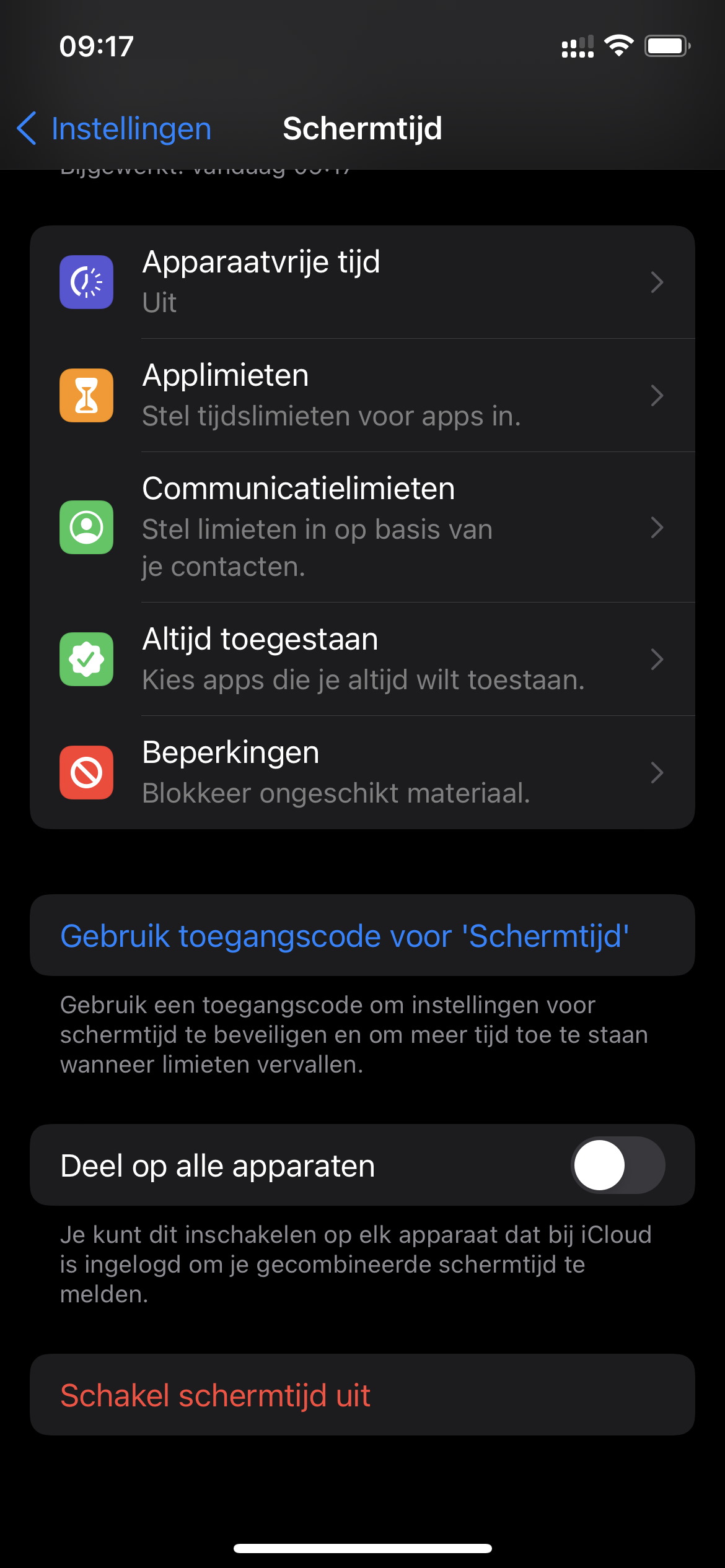 Screenshot Schermtijd