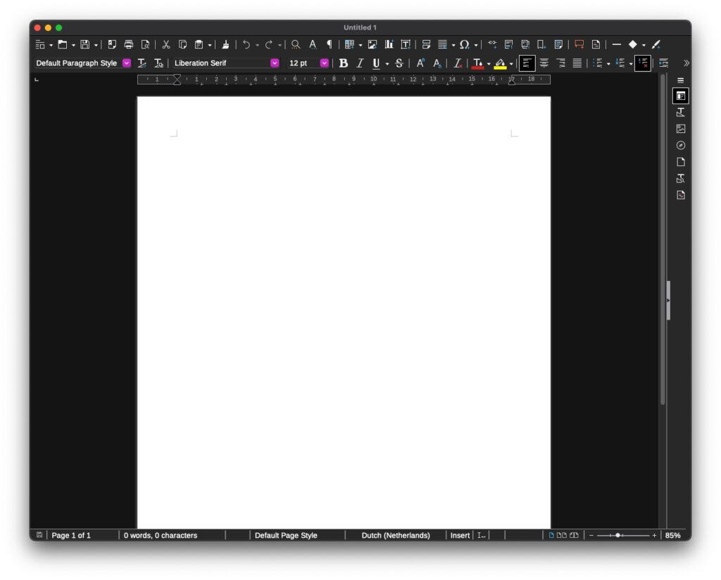 Screenshot van LibreOffice Writer