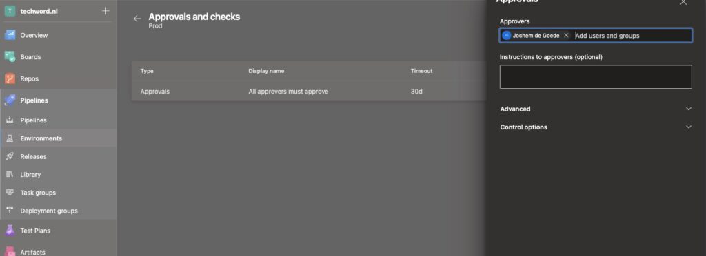 Screenshot of Azure Pipelines approvals and checks