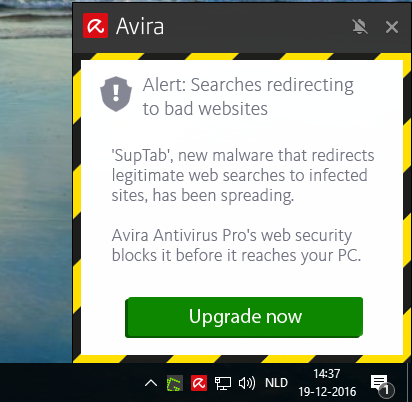Screenshot van reclame in Avira Free