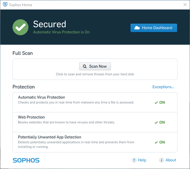 Screenshot van Sophos Home