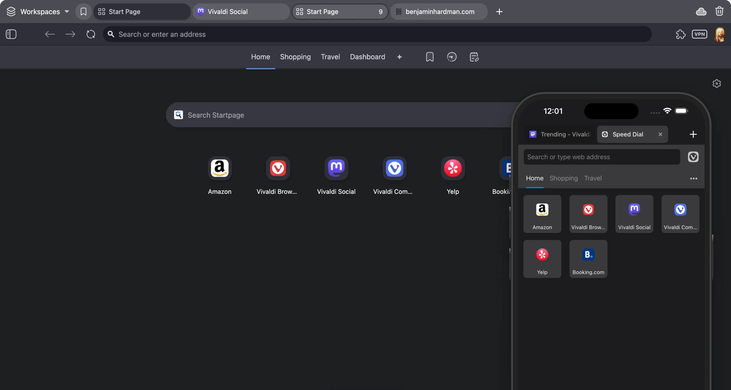 Screenshot van Vivaldi