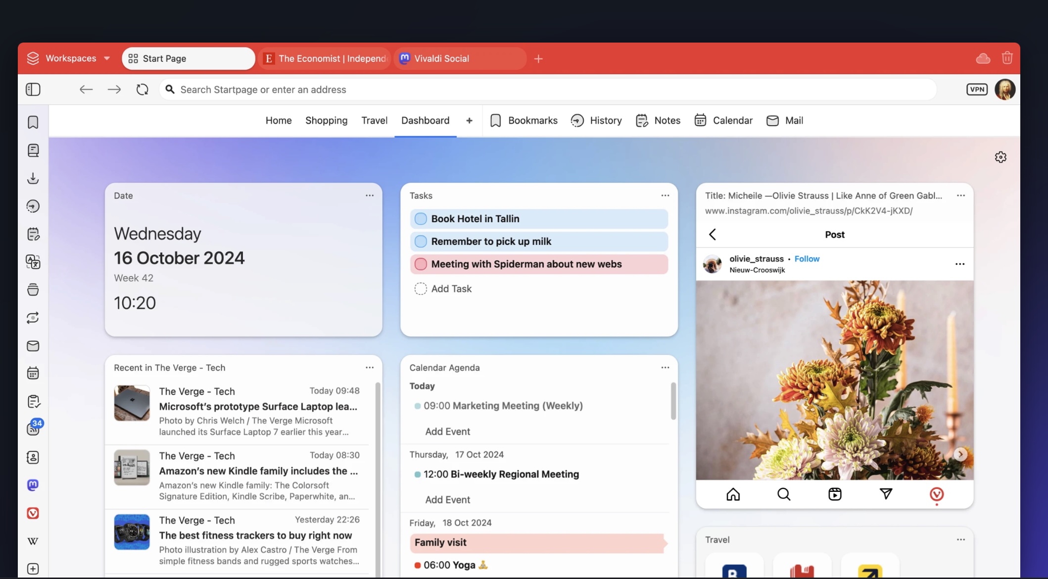 Screenshot van Vivaldi op desktop